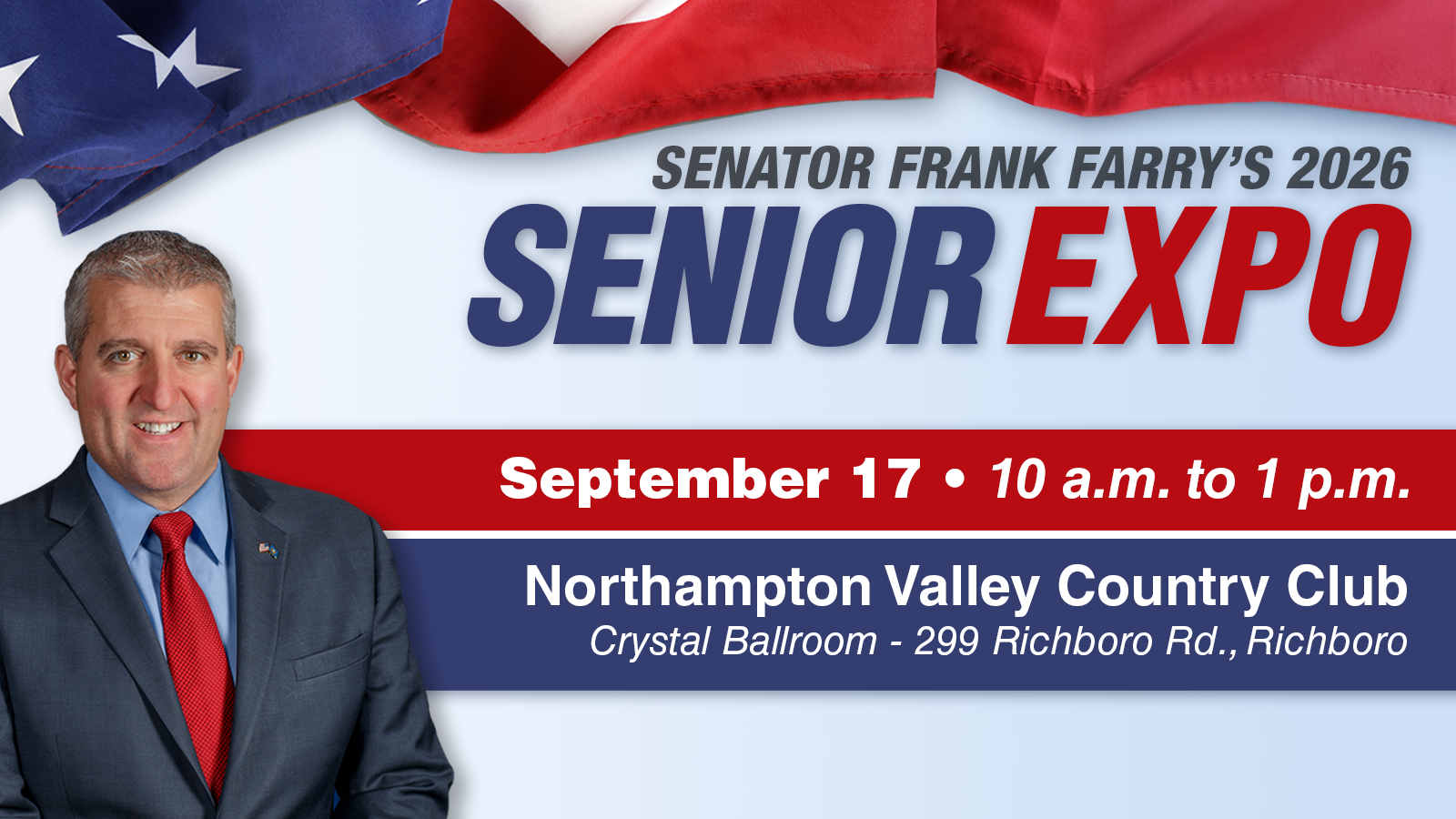 Graphic advertising Sen. Farry’s Senior Expo on September 17 at Northampton Valley Country Club