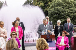 Turning the Fountain Pink for Breast Cancer Awareness Month and promoting SB88