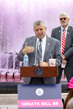 Capitol Fountain Turns Pink for Breast Cancer Awareness Month and promoting SB88